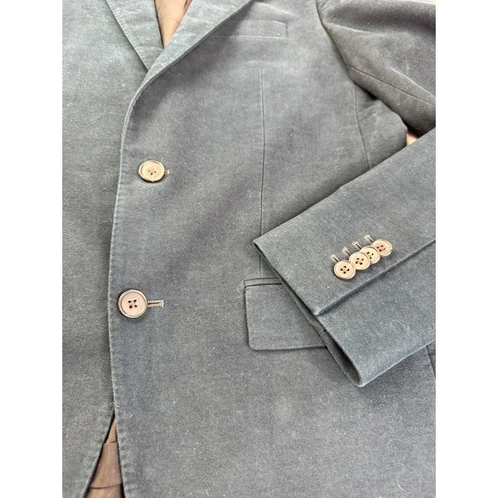 Club Monaco Grant Fit Mens 38 Cotton Blazer Sport Coat Dark Teal Blue Academia
